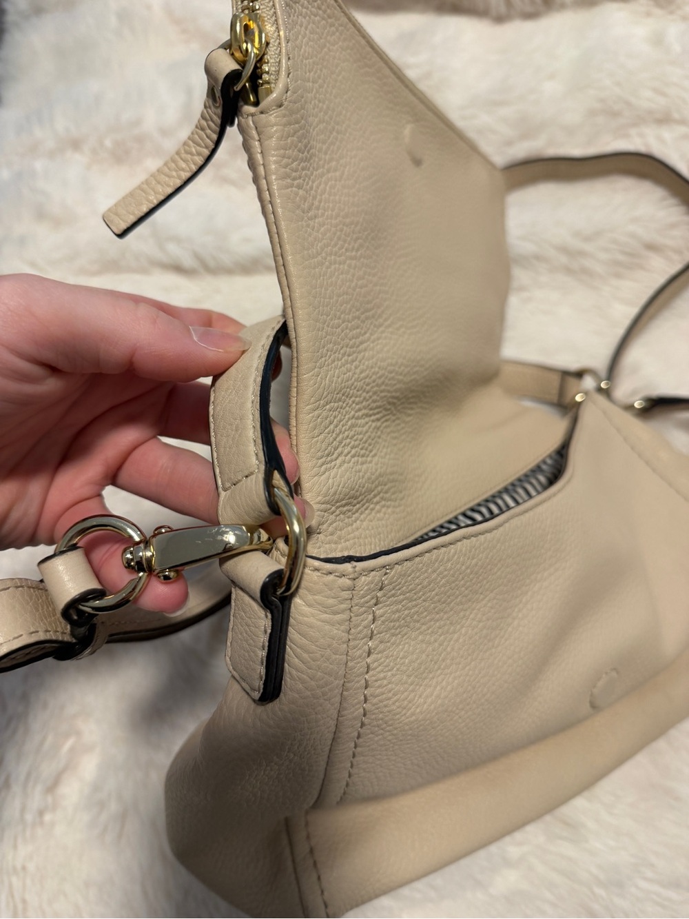kate spade Neutral Pebbled Leather Crossbody Bag - Picture 6 of 7
